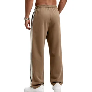 Schwere Herren Fleece gefütterte weite Jogginghose mit Seitestreifen und Tunnelzug.