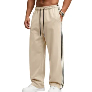 Herren gefütterte Boyfriend Jogginghose mit Seitenstreifen, bequeme Freizeithose elastisch.