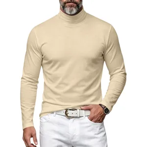 Men's Slim Fit Mock Turtleneck Long Sleeve T-Shirt Casual Solid Base Shirt Main View