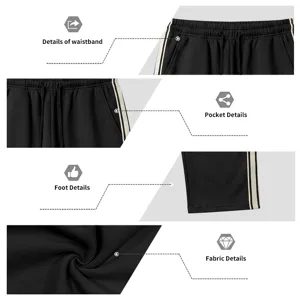 Herren schwere gefütterte weite Sweatpants Detailansicht mit elastischem Bund und Taschen.