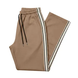Herren schwere Fleece-Jogginghose mit Seitenstreifen, elastischer Bund Freizeithose.