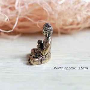 Mini brass Shakyamuni Buddha statue antique metal craft portable car ornament decor.