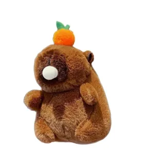 Mignon jouet en peluche capybara avec orange sur la tête pendentif poupée en peluche mignonne