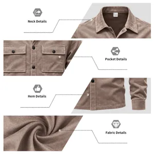 Veste chemise en suédine marron pour homme détail de poche et texture du tissu vue