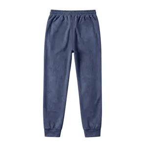 Mens suede fleece sweatpants casual elastic waist cuffed joggers winter warm trousers