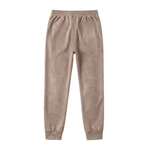 Men's suede air layer brushed sweatpants, knit elastic waist cuffed casual sports pants.