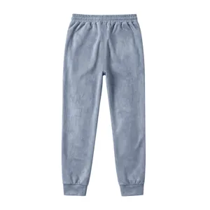 Men's suede air layer brushed sweatpants back view detail, elastic waist cuffed athletic pants.
