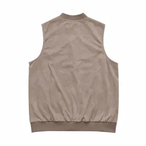 Rückansicht Detail der lässigen Herren Wildleder Weste, Baseballkragen, ärmellos.