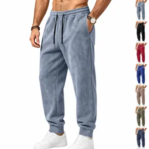 Men's Suede Fleece Joggers Drawstring Elastic Waist Sweatpants Casual Sporty Brushed Fleece Bottoms Autumn Winter Knitted Sweatpants