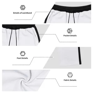 Detailed view of men's casual side stripe sweatpants, showcasing fabric, pocket and waistband.