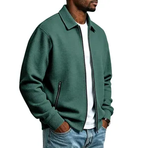 Heren wafelbreisel jas met rits opstaande kraag casual buitenkleding dagelijkse modejas