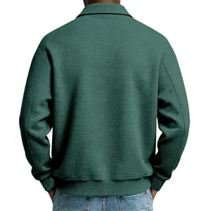 Heren wafelbreisel revers rits jas achterkant detail vrijetijd outdoor kleding.