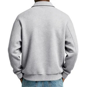Heren grijs wafelsteek jasje casual revers bovenkleding streetwear achteraanzicht