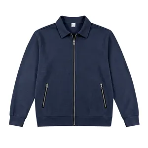Heren Wafelbreisel ritsjas met reverskraag en zakken casual bovenkleding detailweergave