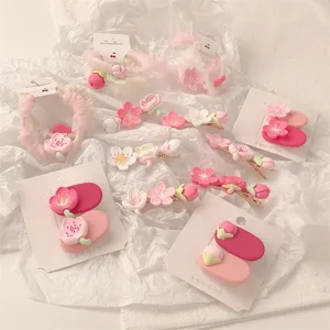 Korean Sweet Acrylic Floral Hair Clips Cute Pink Hairpin Bangs Side Clip Sweet Girls Hair Accessories