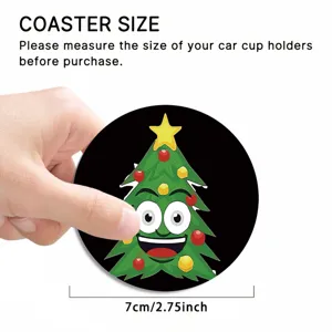 Sottobicchiere auto Natale, tappetino assorbente rotondo 7cm in terra di diatomee con albero.