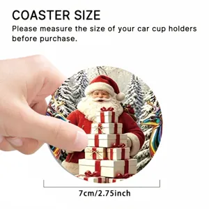 Christmas car coaster absorbent rubber cup holder insert cute Santa Claus auto accessory