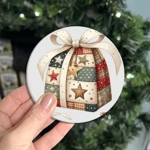 Set de table rond en silicone sapin de Noel, design cadeau patchwork vintage, isolant.