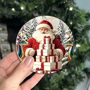 Christmas Santa car coaster festive tree hanging ornament holiday decor table cup mat