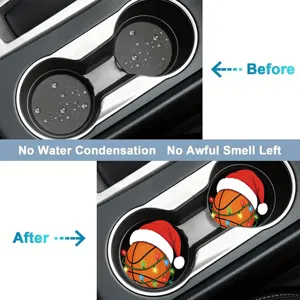 Sous-verres de voiture de Noël, tapis antidérapants pour porte-gobelet avec design de basket.