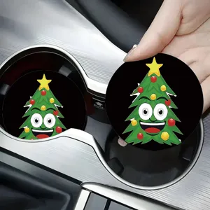 Sottobicchieri per auto di Natale assorbenti terra diatomacea albero simpatico tappetino supporto