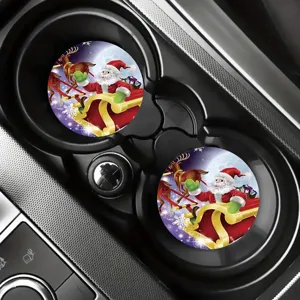 Set sottobicchieri per auto di Babbo Natale, tappetino antiscivolo in silicone decorazione.