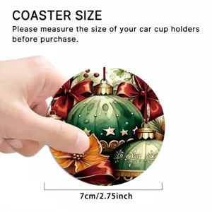 Sottobicchiere auto di Natale 7cm rotondo in silicone antiscivolo decorativo dettaglio.