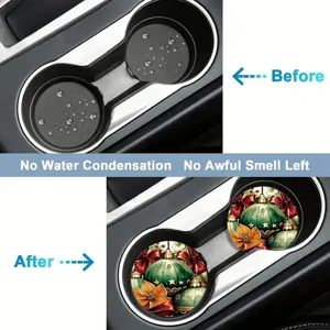 Sottobicchieri per auto in silicone di Natale rotondi antiscivolo impermeabili tappetini tazza festivi