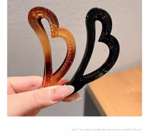 Heart shaped hair claw clip set, elegant hair accessories for ponytail and daily styling.