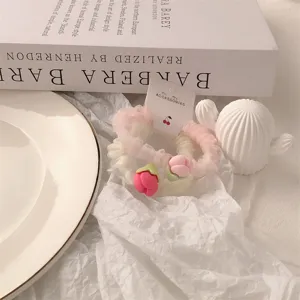 Cute mesh floral hair scrunchies sweet girlish hair ties aesthetic hair accessories daily