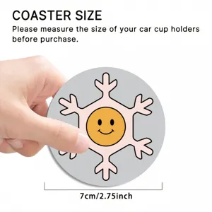 Round cute car cup coaster soft rubber non-slip mini cartoon detail size view 7cm