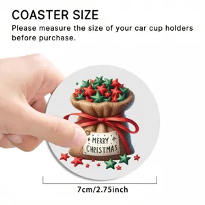 Weihnachten Auto Untersetzer 7cm rund rutschfest Tassenhalter Matte Party Tischdeko.