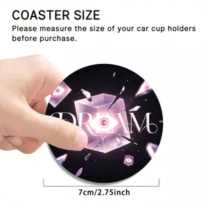 Round car cup coaster with dreamy crystal design and 7cm size for auto interior drinks.