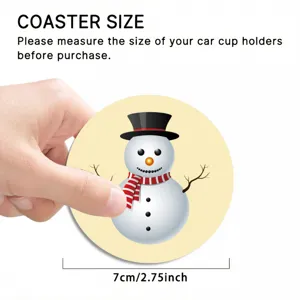 Cute Christmas snowman silicone car coaster 7cm diameter anti-slip cup holder mat