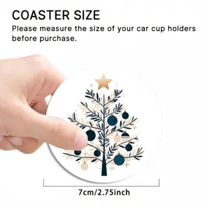 Sous-verre de voiture sapin de Noël 7cm rond tapis de tasse isolant pour le décor de table.