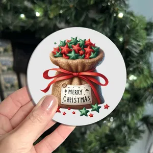 Weihnachtsbaum Auto Untersetzer rund Acryl Feiertag Party Tischset festliche Stern Tasche