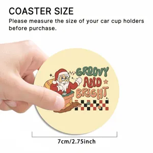 Christmas car coaster cute Santa Claus retro design 7cm absorbent cup holder mat for auto