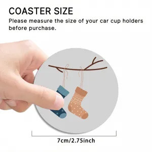 Cute round car cup coaster anti-slip rubber mini cartoon heat-resistant holder table mat.