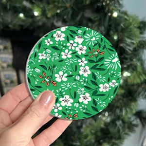 Sottobicchiere per auto in ceramica assorbente con motivo floreale verde, ideale.