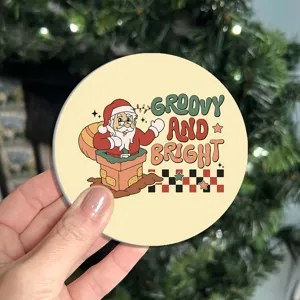 Christmas Santa Claus retro style decorative coaster for holiday party and home dining table