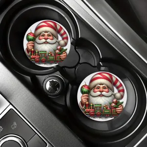 Dessous de verre de voiture de Noël absorbant porte-gobelet festif Père Noël déco auto