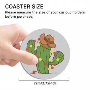 Cute cartoon cactus car coaster, soft rubber non-slip mini cup holder mat 7cm size.