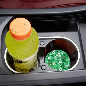 Sottobicchiere per portabicchieri auto, tappetino assorbente antiscivolo con stampa floreale.