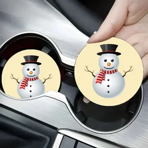 Christmas Cartoon Snowman Silicone Coaster Non-Slip Waterproof Car Cup Holder Mat Festival Home Table Decoration Pad