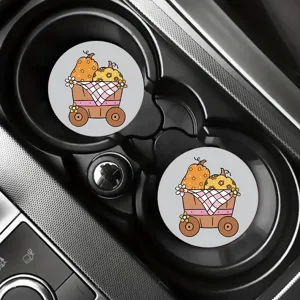 Mignons sous-verres de voiture de dessin animé ronds en caoutchouc antidérapant tapis de tasse