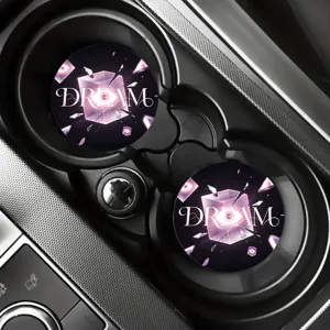 Silicone car cup holder coasters, non-slip drink mats with cosmic dream eye graphic design.