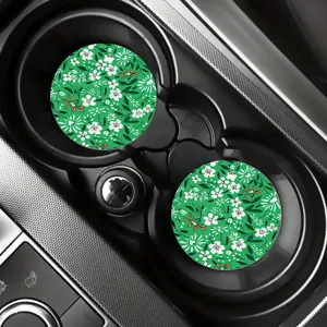 Sottobicchieri per auto a fiori verdi tappetini assorbenti antiscivolo interni auto.