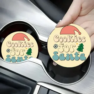 Christmas car cup holder coaster, cute holiday anti-slip silicone auto interior drink mat