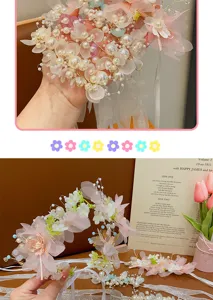 Kids pearl flower hair garland princess headband wedding flower girl hair accessories fairy