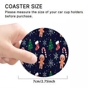 Christmas car coaster round absorbent ceramic cup mat holiday festive tree gingerbread man